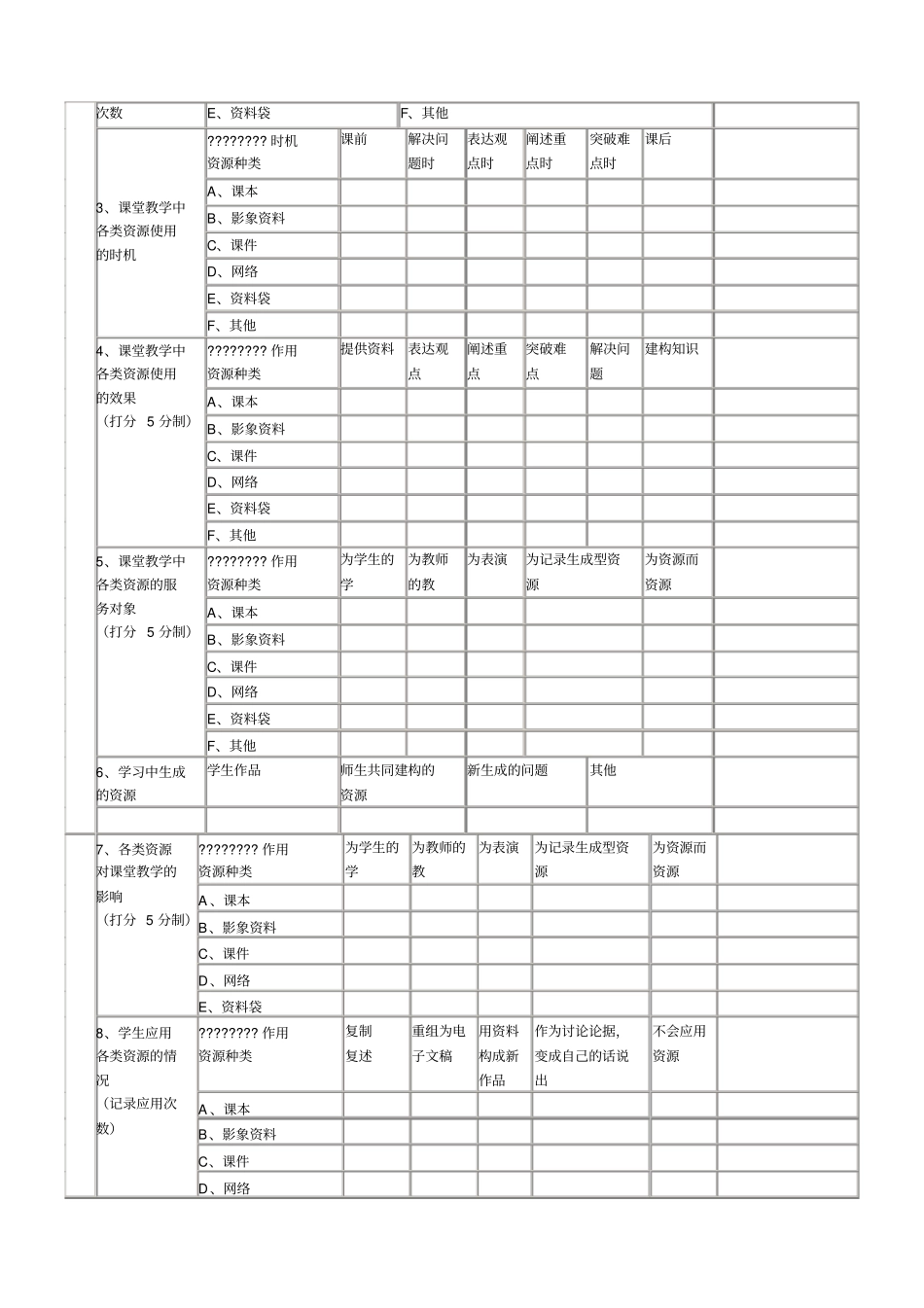 语文课堂观察量表_第3页