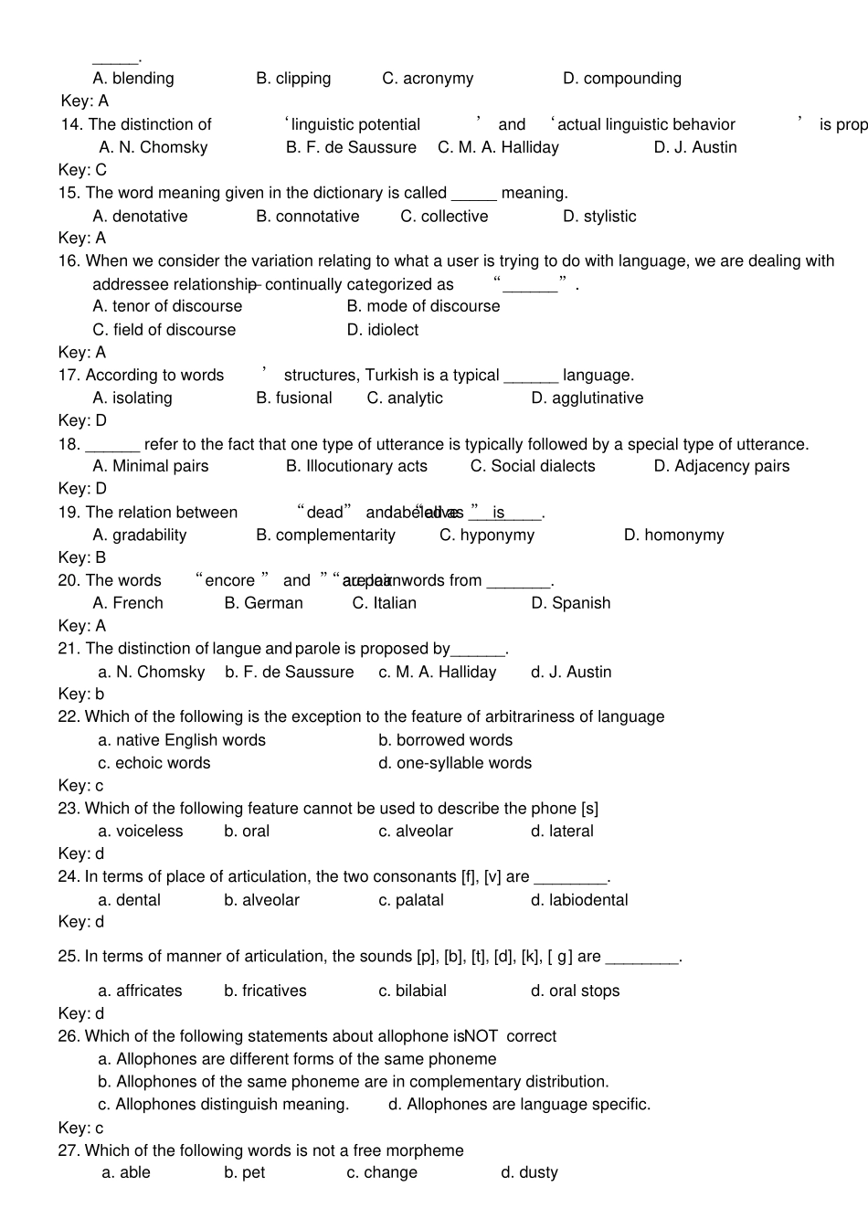 语言学概论练习测试题库及参考答案_第2页