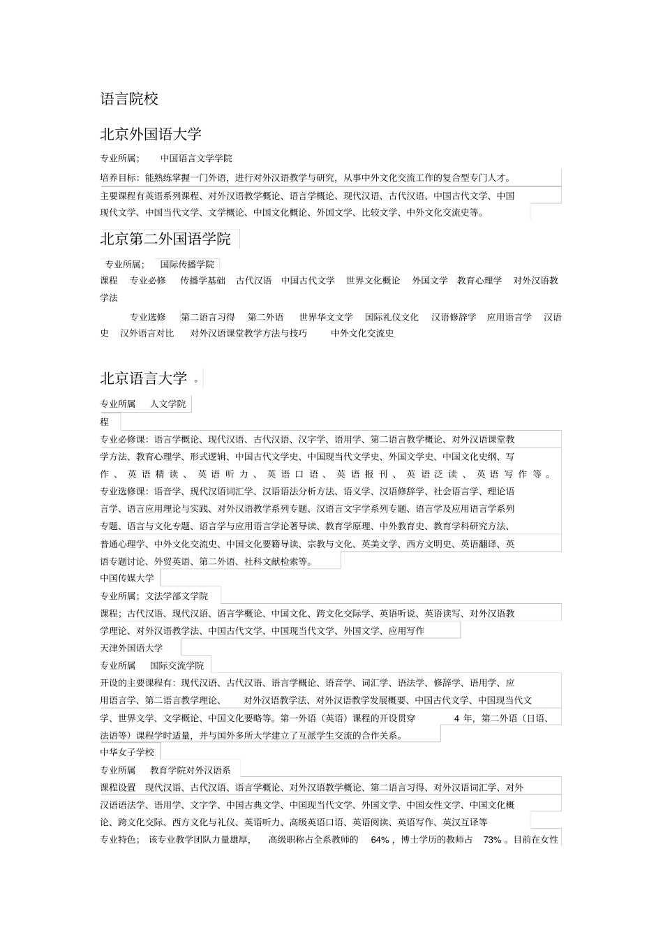 语言类大学汉语国际教育开设课程_第1页