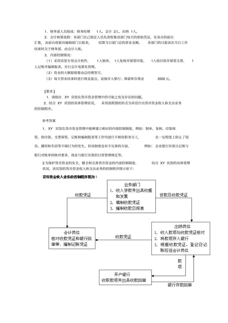 请指出XY宾馆在货币资金管理中的可取之处及存在的问题1_第2页