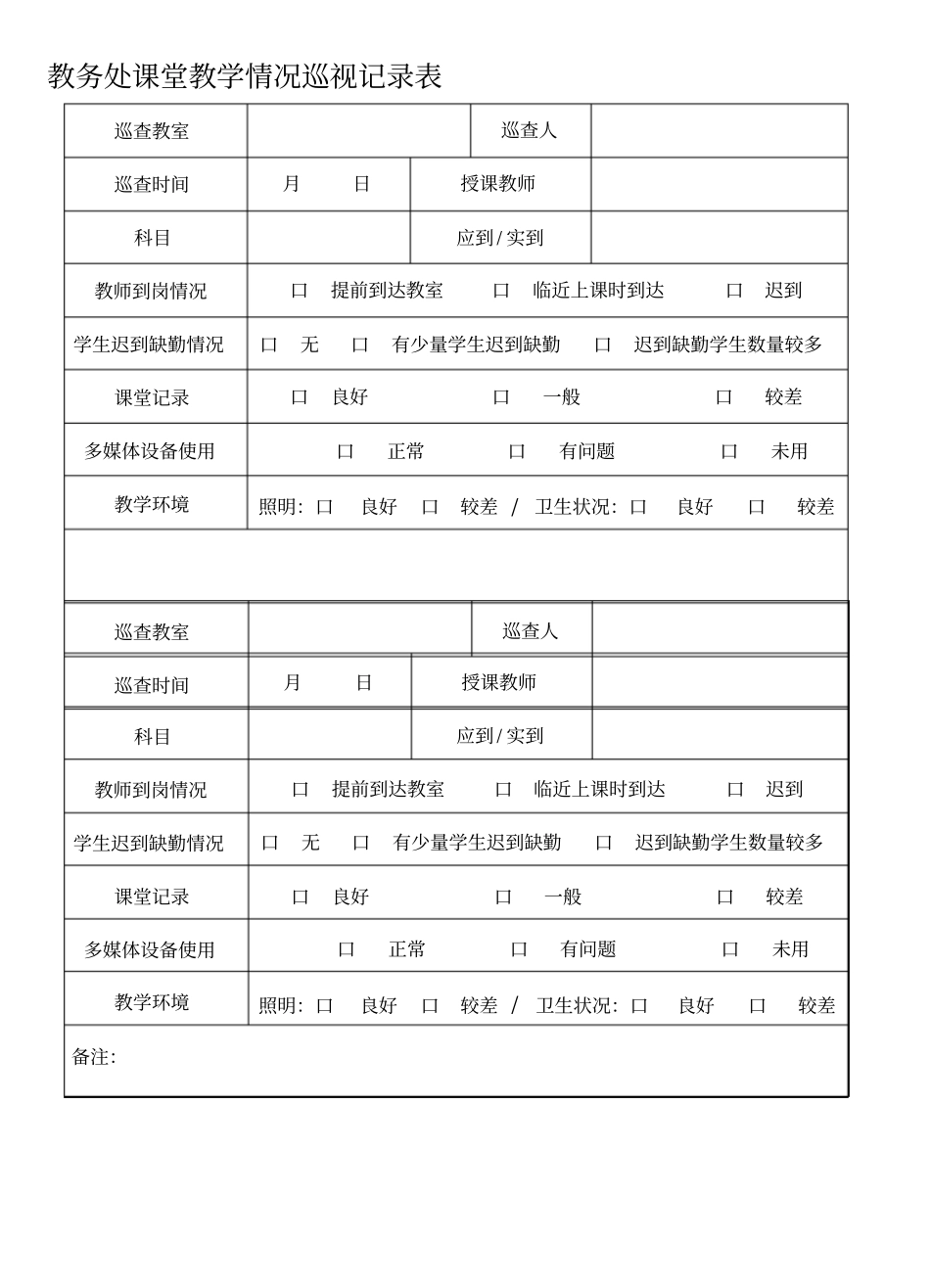 课堂教学情况巡视记录表_第1页