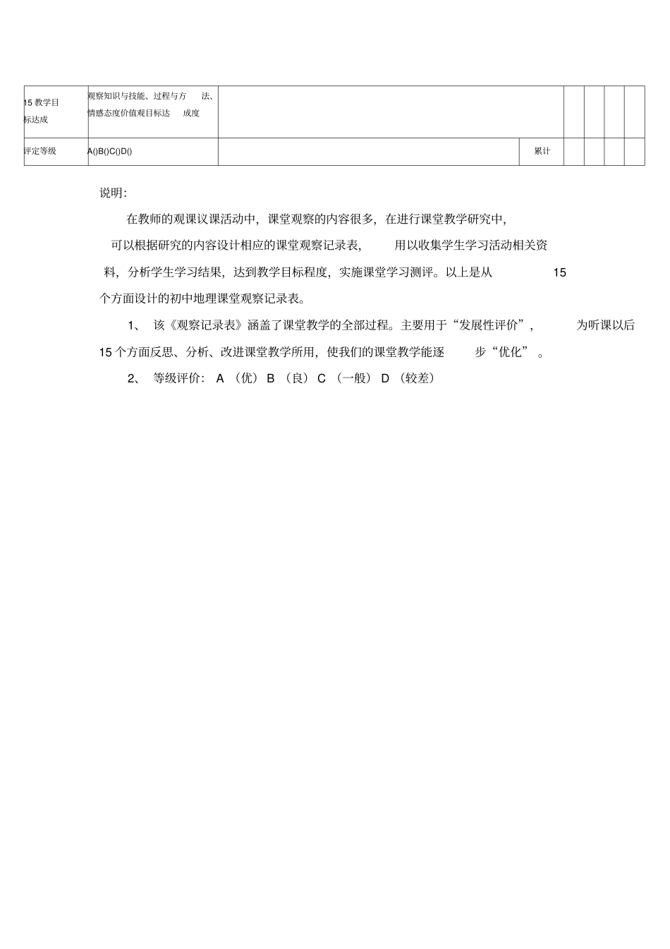 课堂教学观察记录表2份_第2页