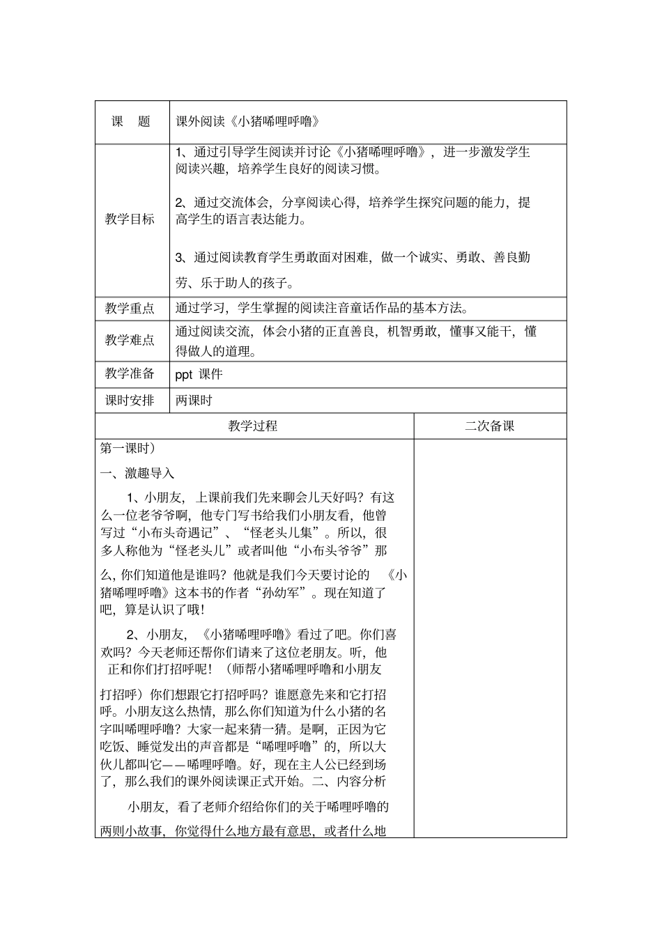 课外阅读小猪唏哩呼噜_第1页