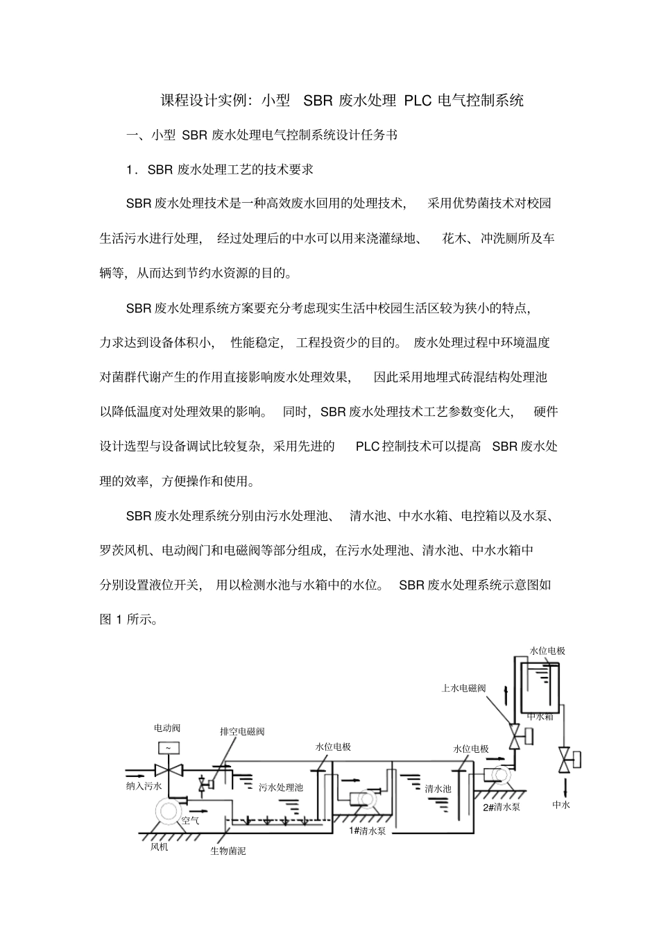 课程设计实例小型SBR废水处理PLC电气控制系统_第1页