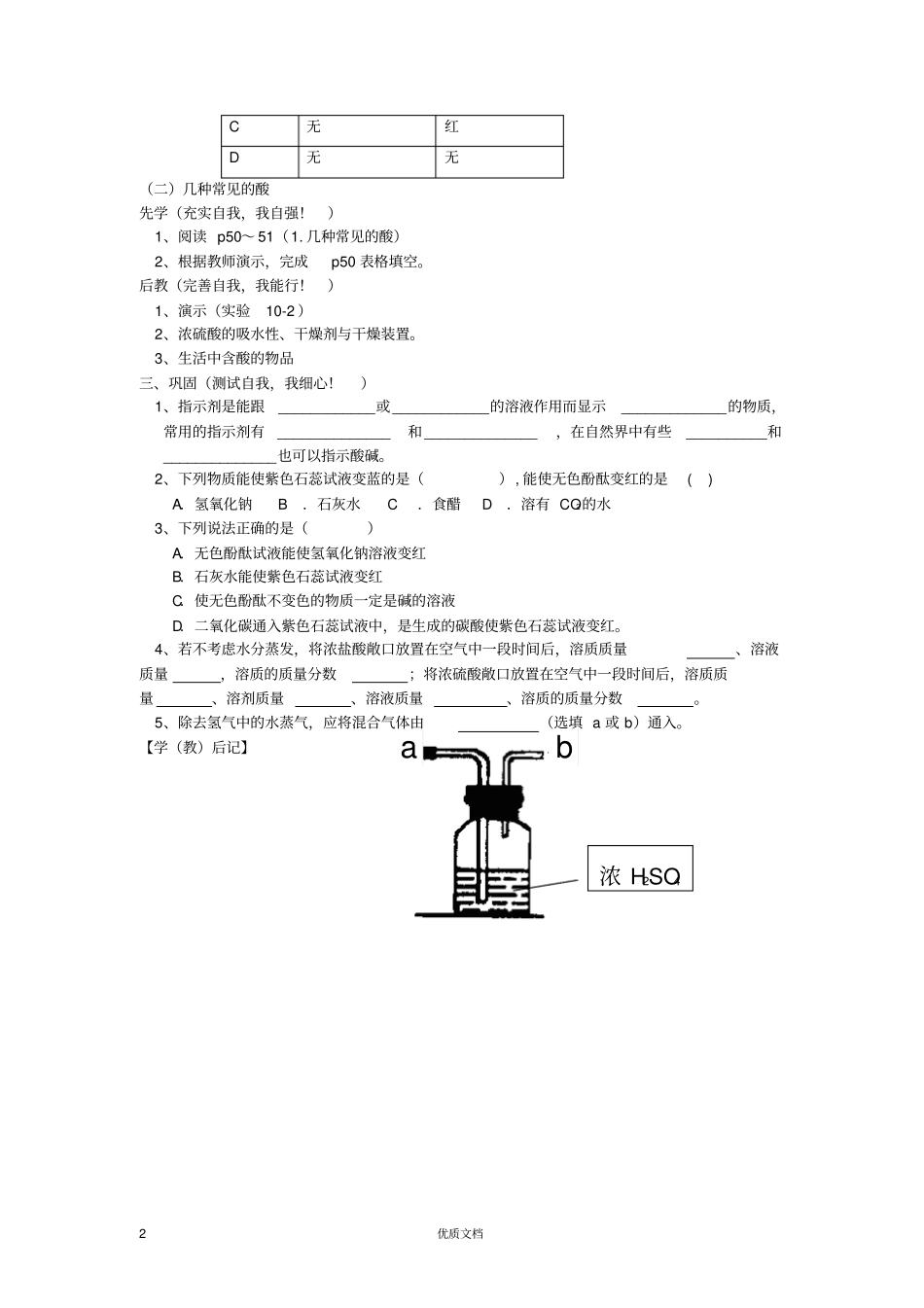 课题1常见的酸和碱教学案_第2页