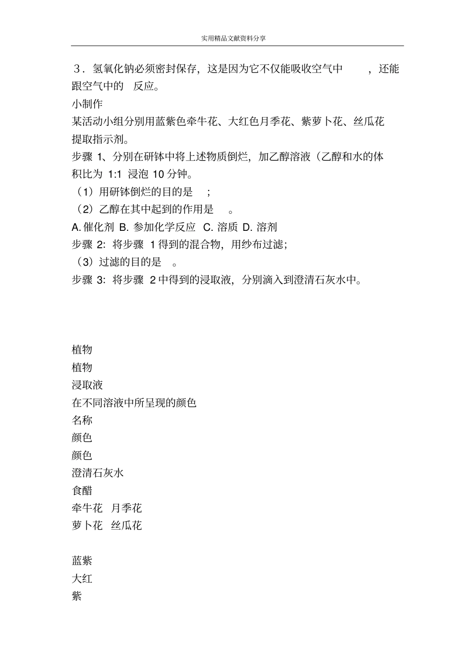 课题1常见的酸和碱课后作业_第2页