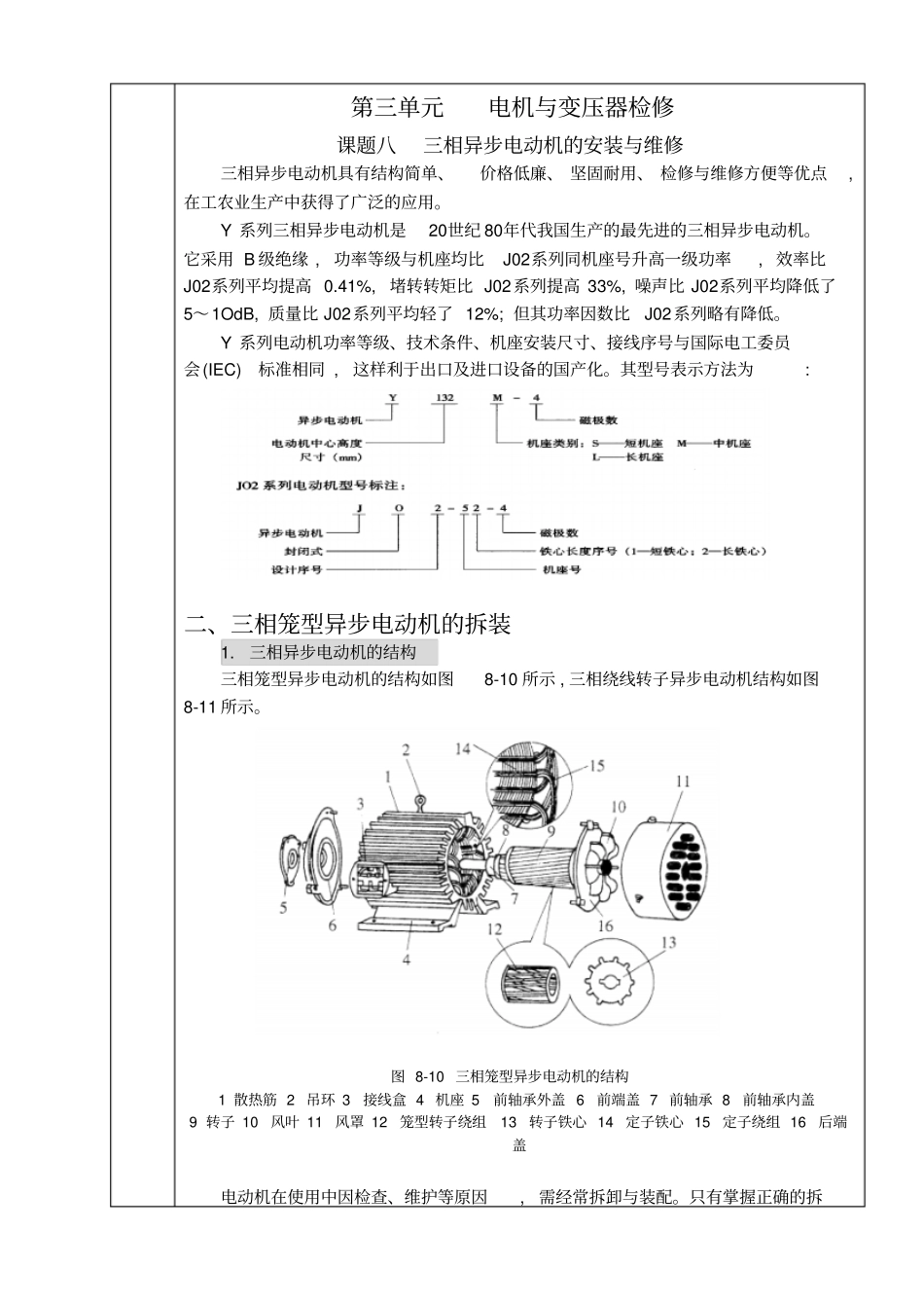 课题十四：三相笼型异步电动机的拆装资料_第2页
