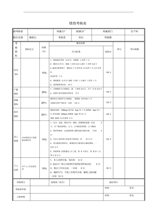 调度长绩效考核表