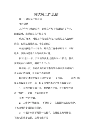 调试员工作总结