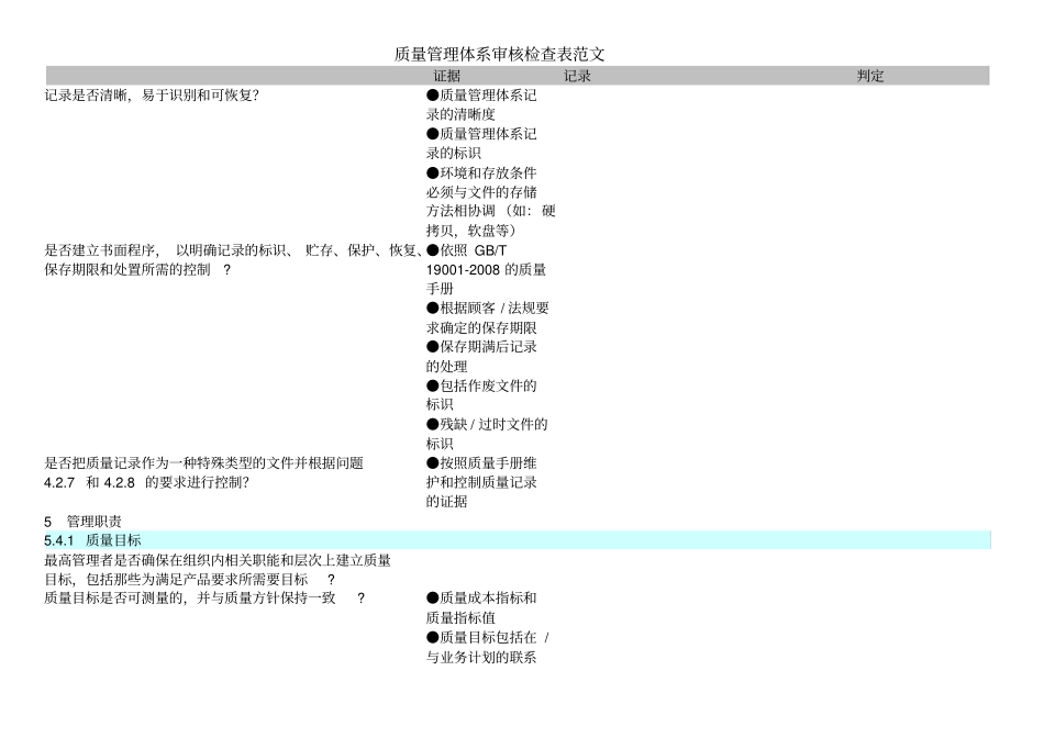 质量管理体系审核检查表范文_第2页