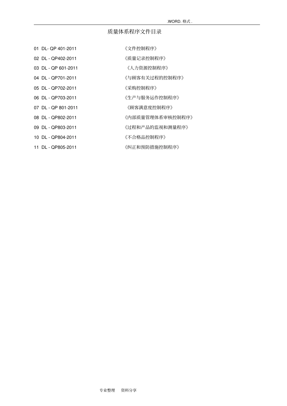 质量管理体系程序文件全套_第1页