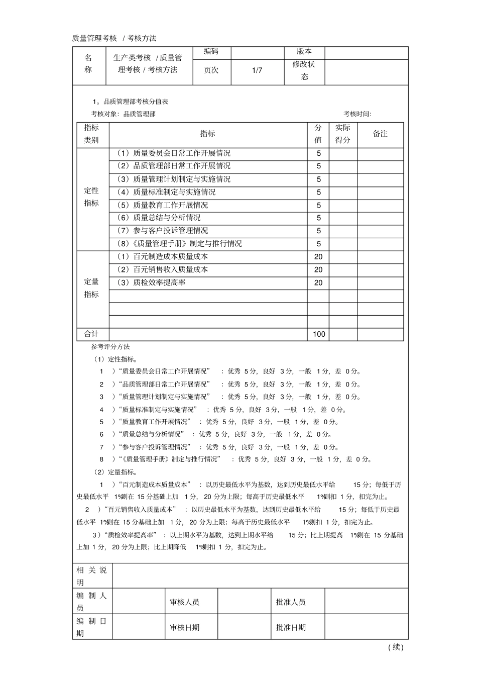 质量管理考核考核方法_第1页