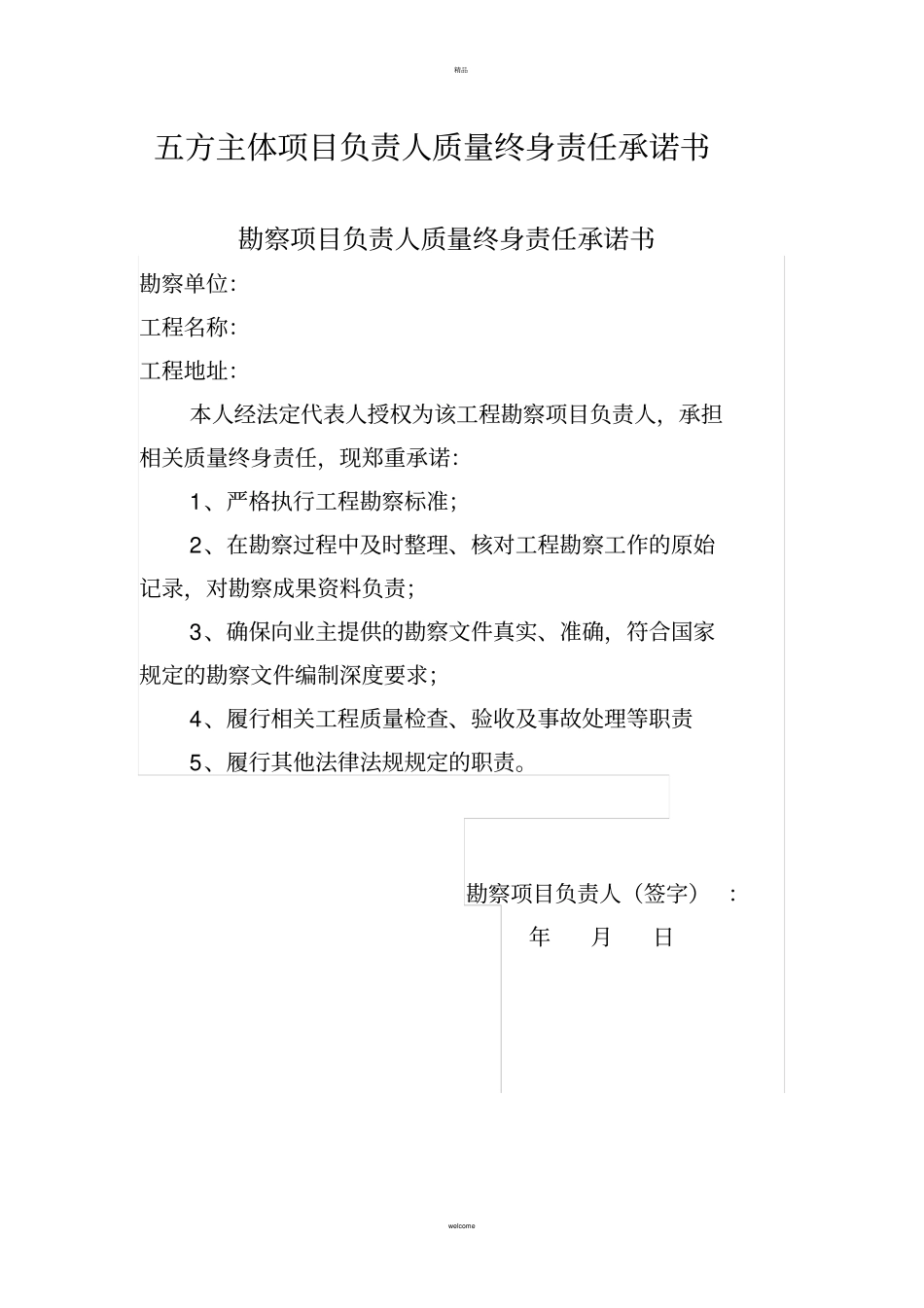质量终身责任承诺书-、法定代表人授权书_第3页