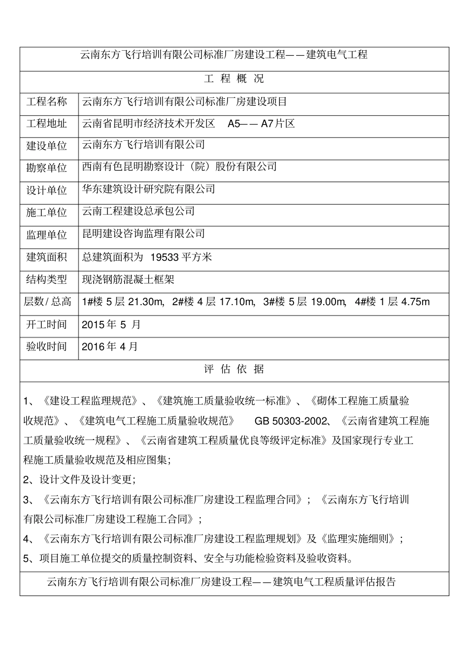 质量评价报告建筑电气分部工程资料_第2页