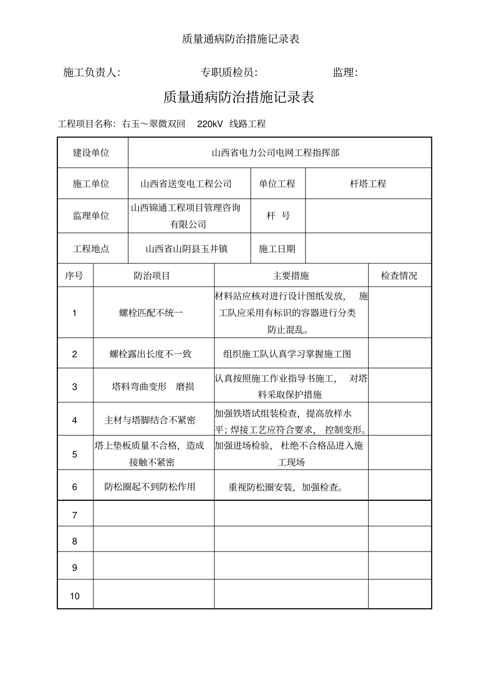 质量通病防治措施记录表_第2页