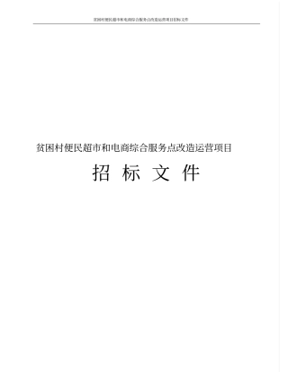 贫困村便民超和电商综合服务点改造运营项目招标文件
