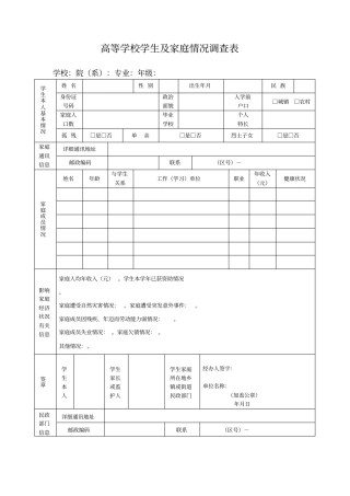 贫困生申请表完整优秀版