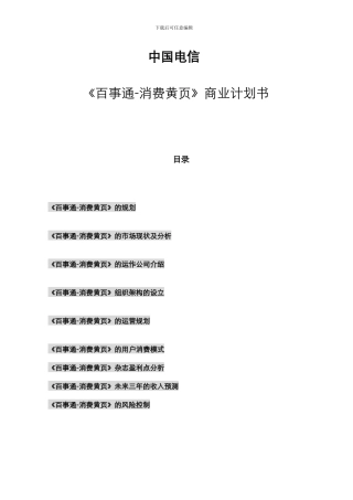 号码百事通《消费黄页》商业计划书