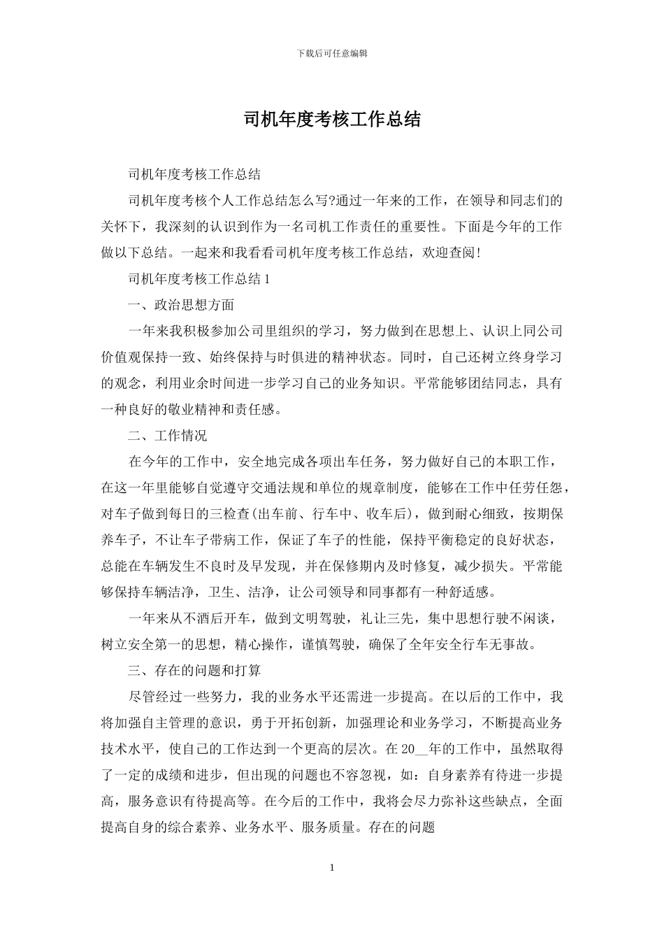 司机年度考核工作总结_第1页