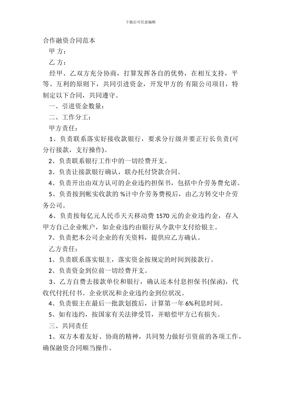 合作融资合同范本_第2页