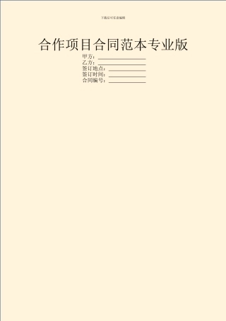 合作项目合同范本专业版