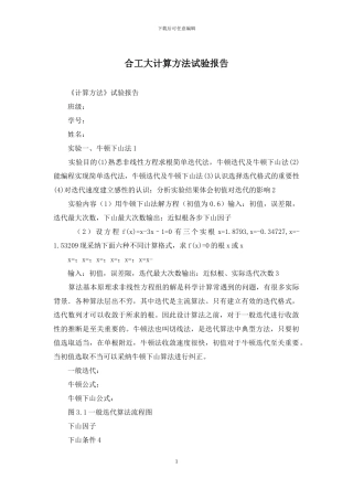 合工大计算方法试验报告