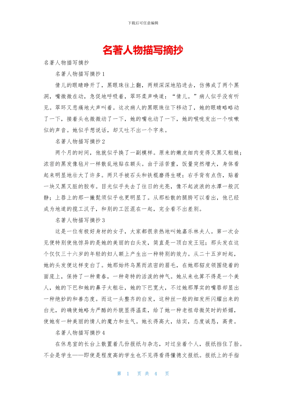 名著人物描写摘抄_第1页