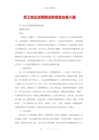 员工转正试用期述职报告合集八篇