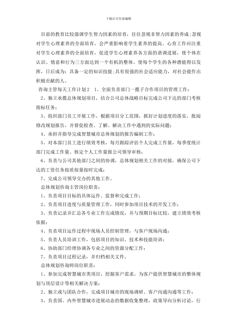 咨询主管每天工作计划_第2页