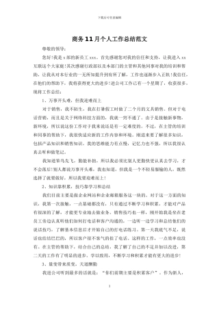 商务11月个人工作总结范文