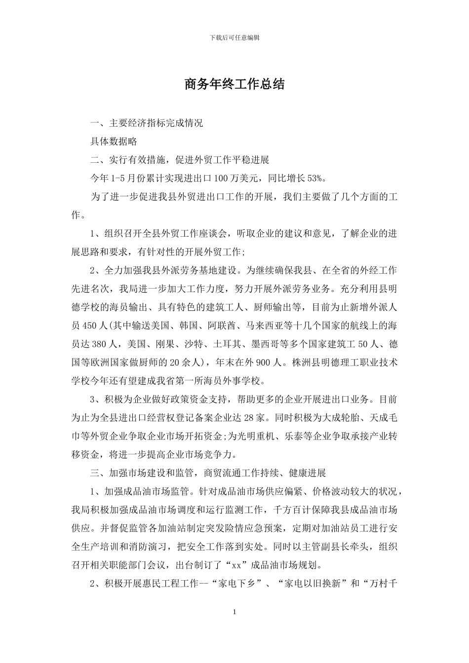 商务年终工作总结_第1页