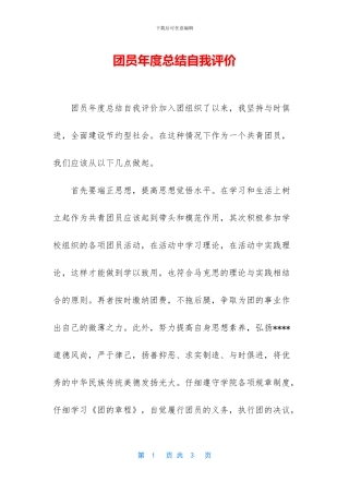 团员年度总结自我评价