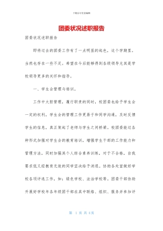 团委状况述职报告