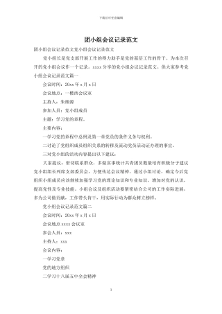 团小组会议记录范文