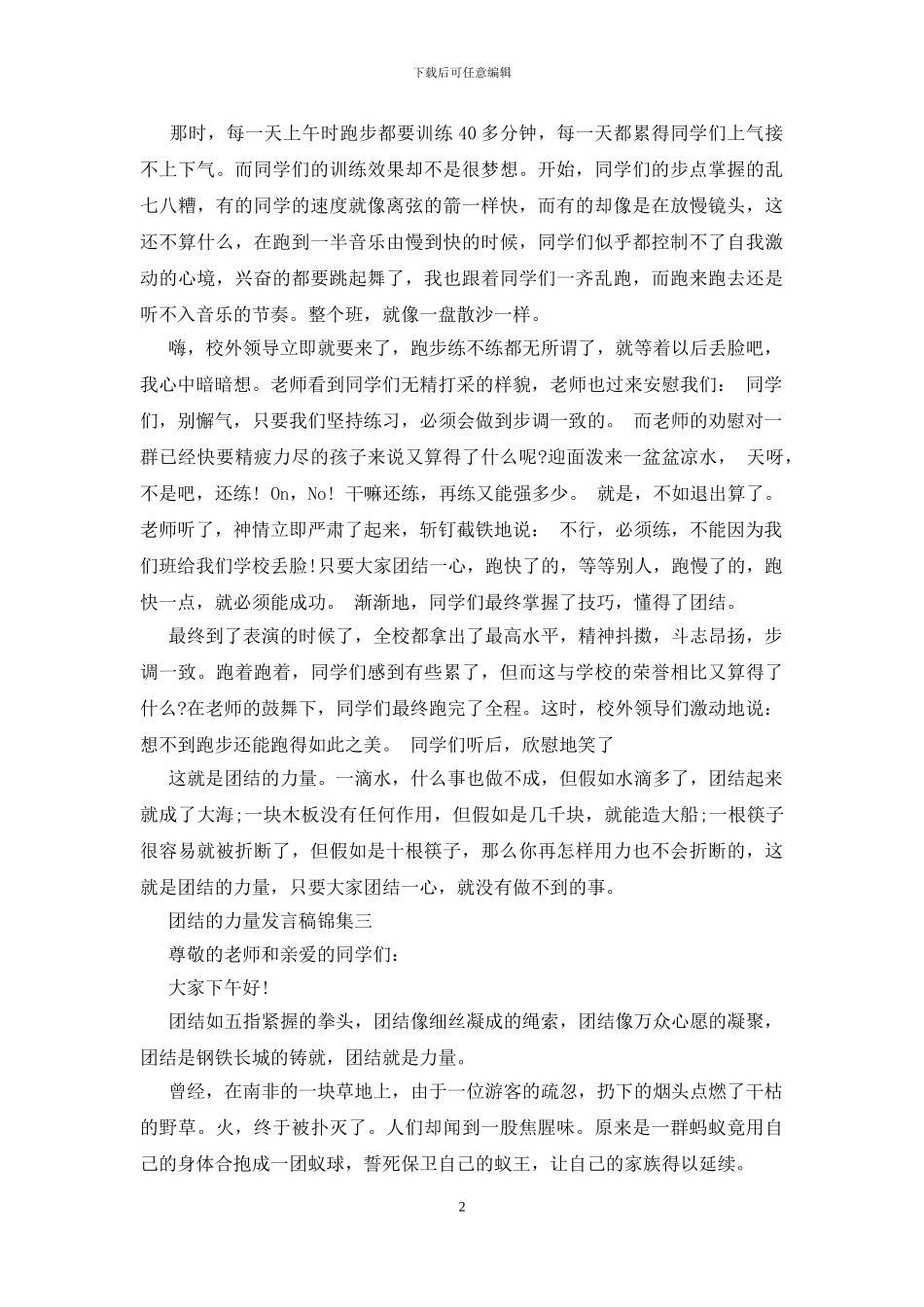 团结的力量发言稿锦集五篇_第2页