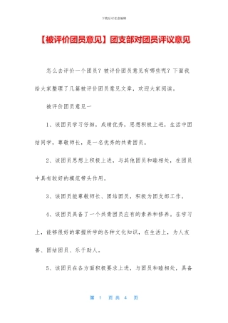 团支部对团员评议意见