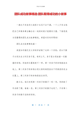 团队成功故事精选