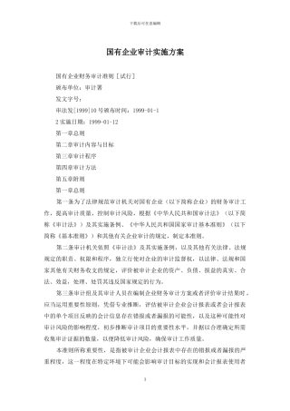 国有企业审计实施方案