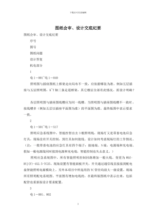 图纸会审、设计交底纪要