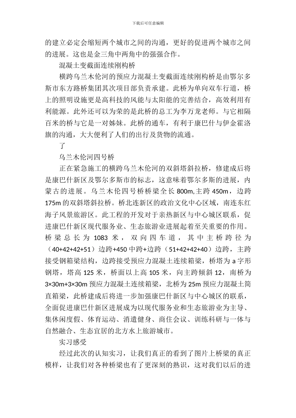 土木工程系大学生桥梁工程认知实习报告范文_第3页