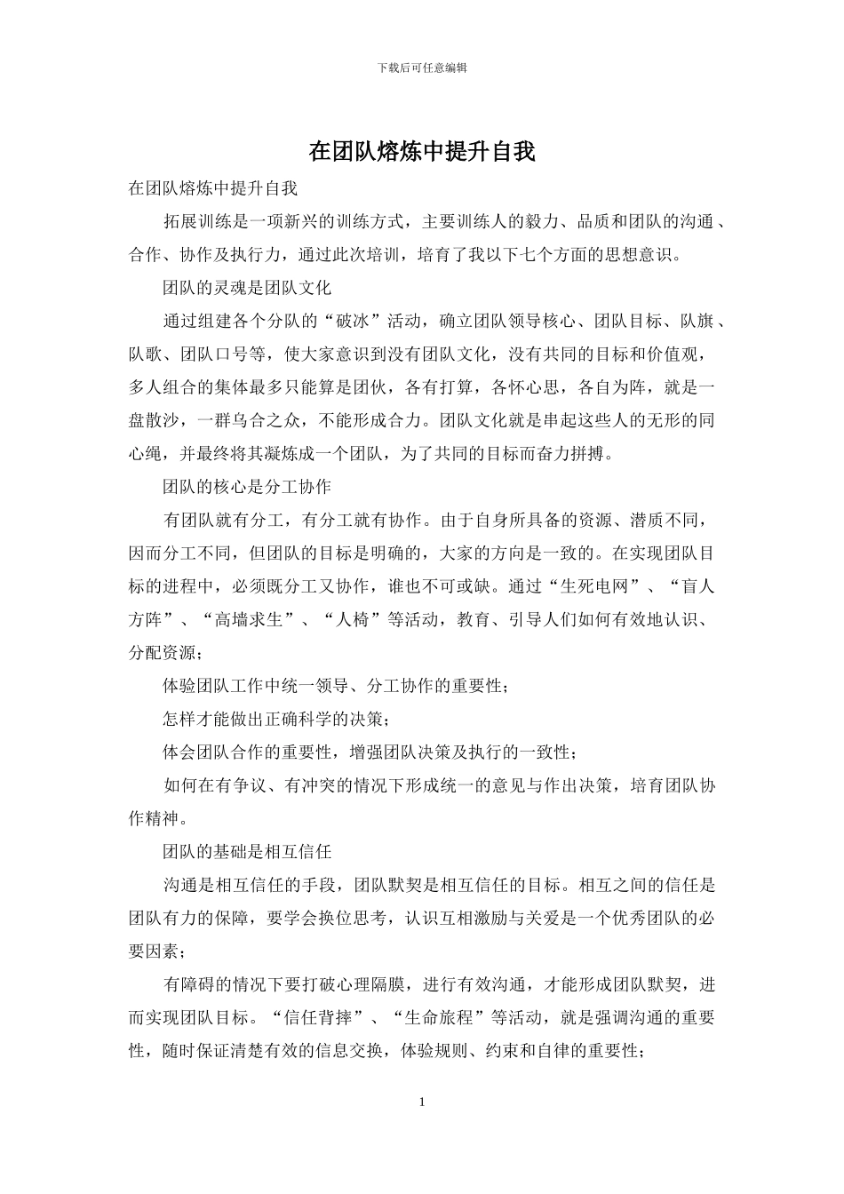 在团队熔炼中提升自我_第1页