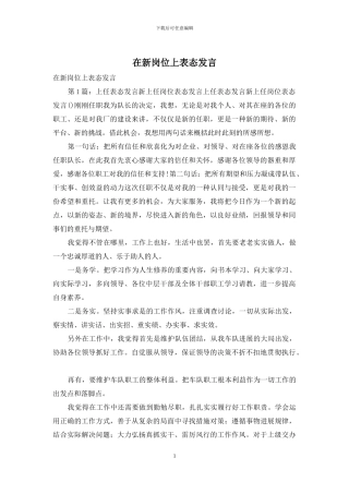在新岗位上表态发言