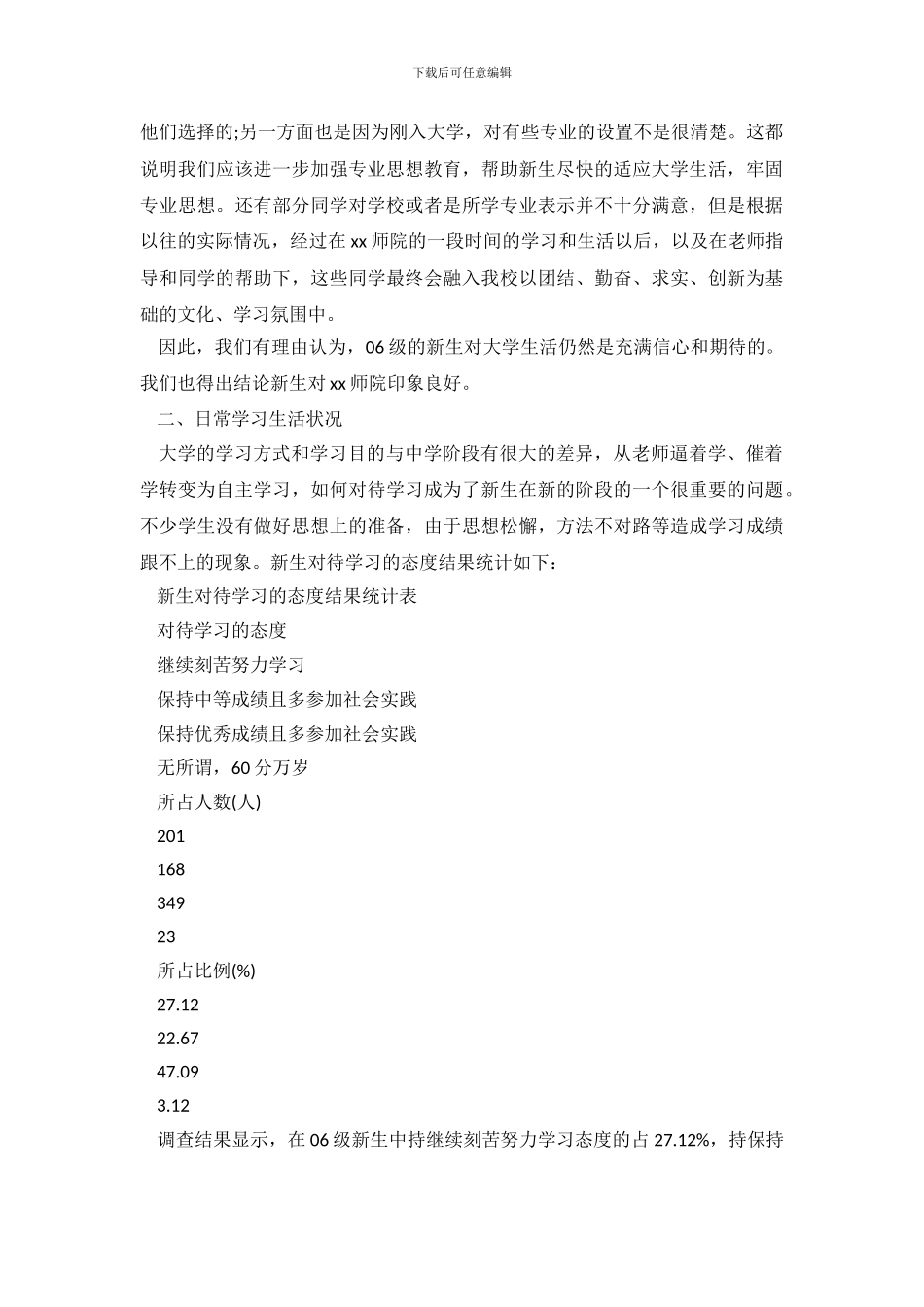 在新的起跑线上新生思想状况调查报告_第3页
