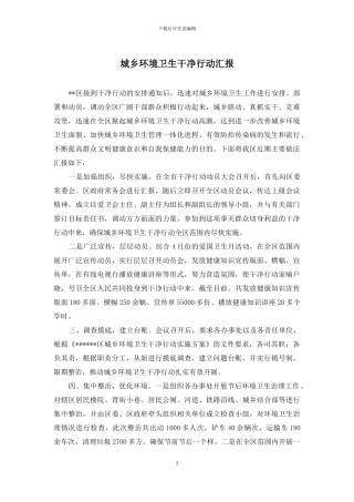 城乡环境卫生整洁行动汇报