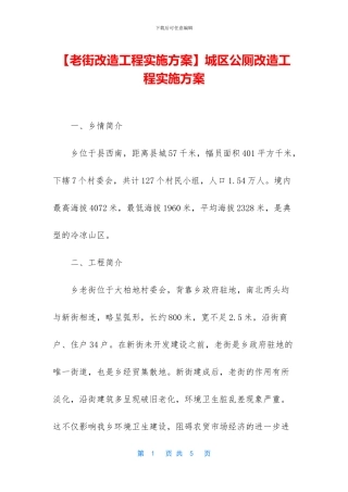 城区公厕改造工程实施方案