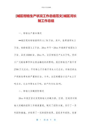 城区河长制工作总结