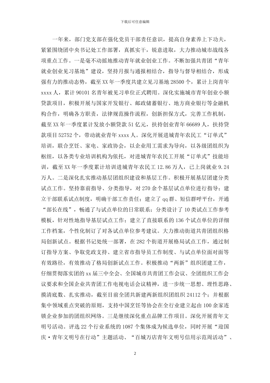 城市青年工作部党支部2024年度工作总结_第2页