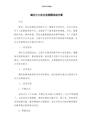 城沙三小庆元旦游园活动方案