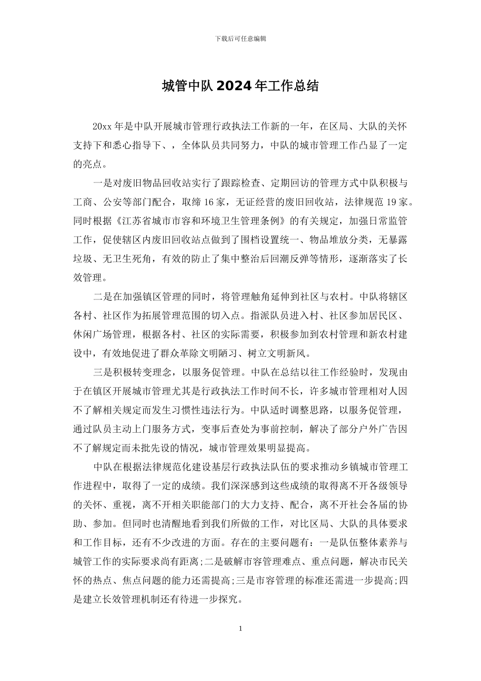 城管中队2024年工作总结_第1页