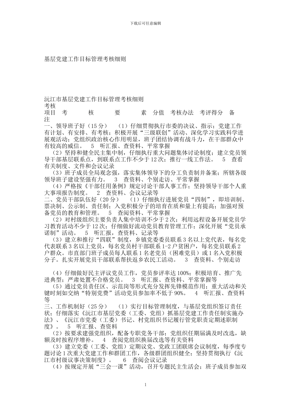基层党建工作目标管理考核细则_第1页